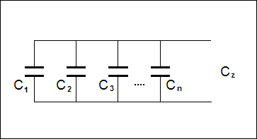 R�wnoleg�e ��czenie kondensator�w - schemat